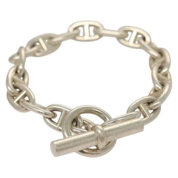 HERMES Chene Dunkle MM Bracelet Ag925 17 Links Silver Auth 135953V - Picture 2 of 13